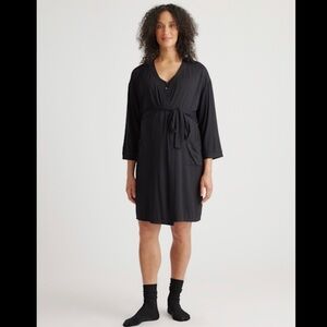 Quince Bamboo Jersey Maternity & Nursing Button Front Nightgown & Robe Set